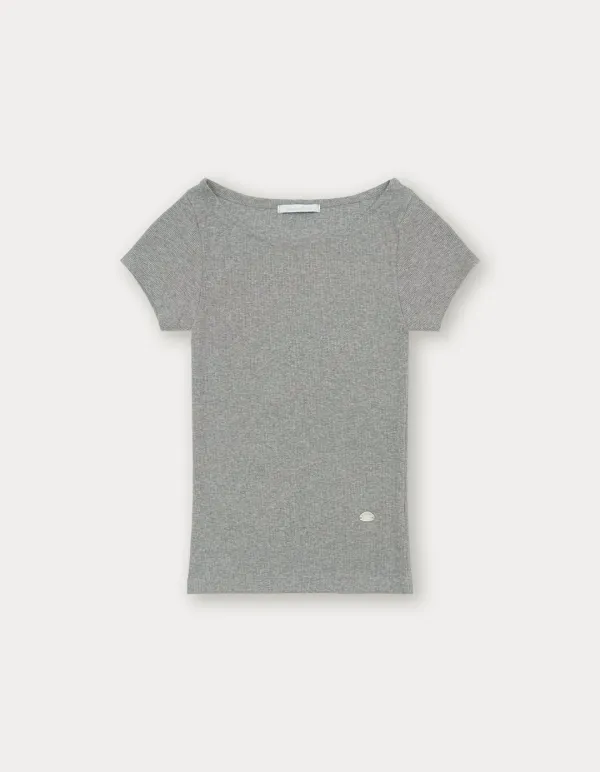 Boat Neck Pendant Top - Grey