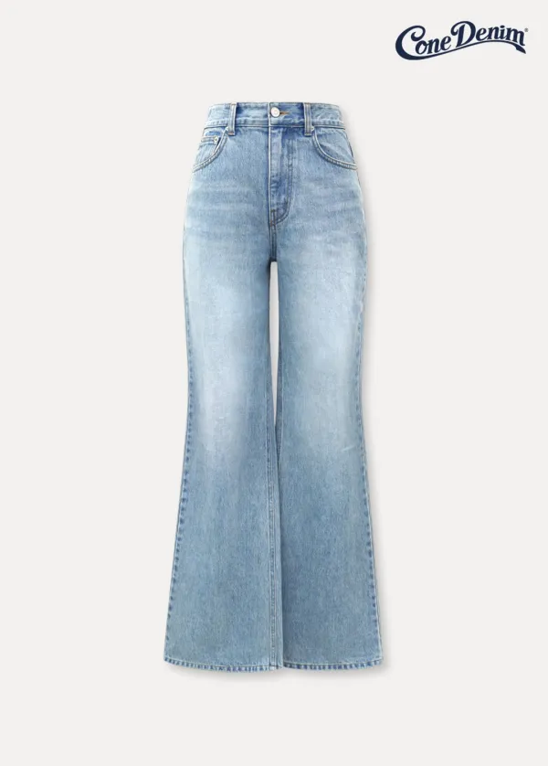 CHIXLABEL H 러브미 와이드 부츠컷 콘데님 - Light Blue