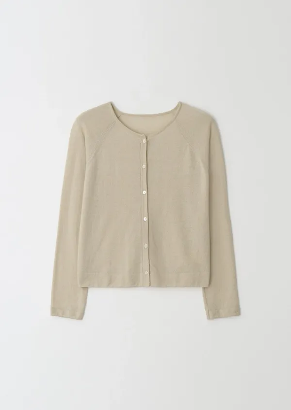 cotton blended knit cardigan-beige