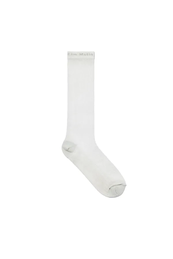 SHEER GLITTER CREW SOCKS IN LIGHT GREY