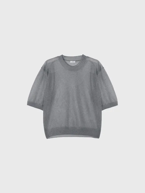 Shiny short sleeve (dark gray / ivory)