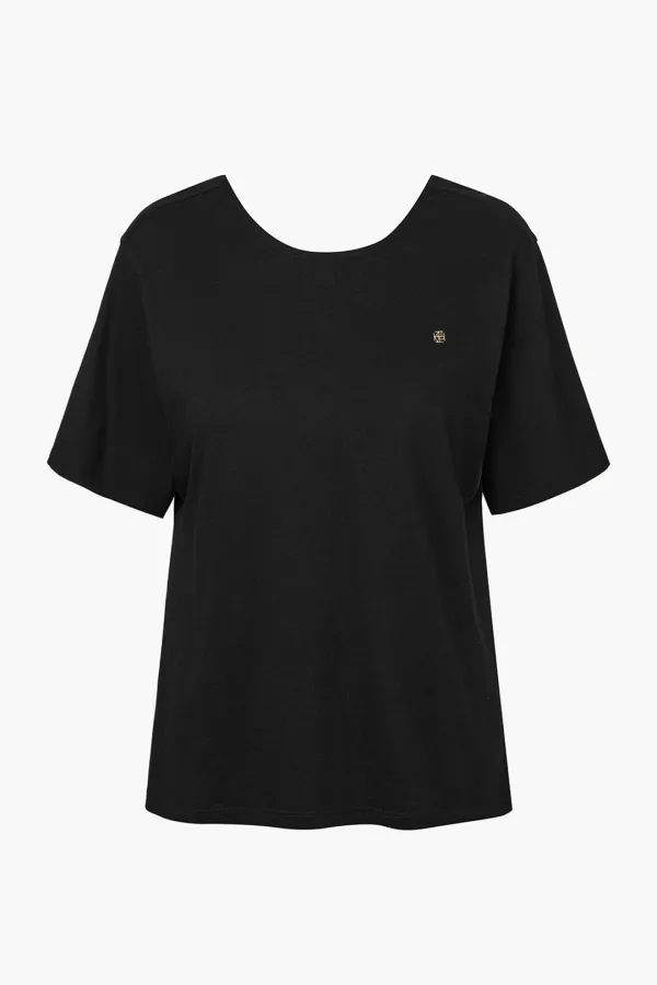 Twisted Back Detail T-shirt, Black