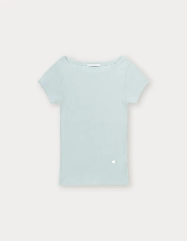 Boat Neck Pendant Top - Light Blue