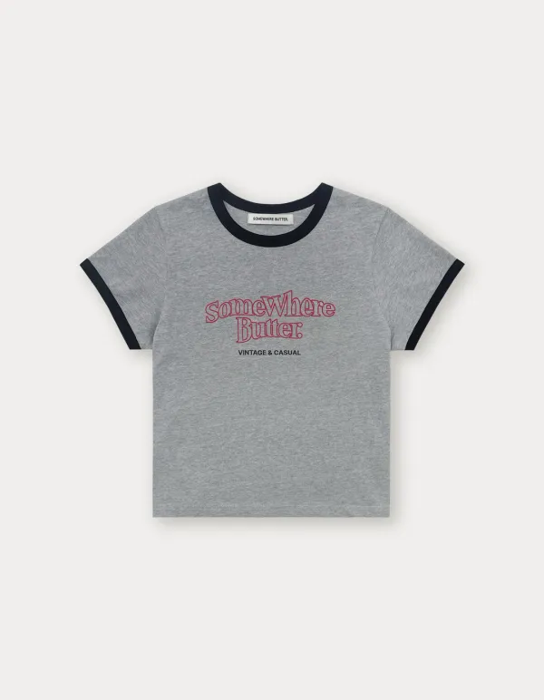 Wave Logo Ringer Top - Grey(Black)