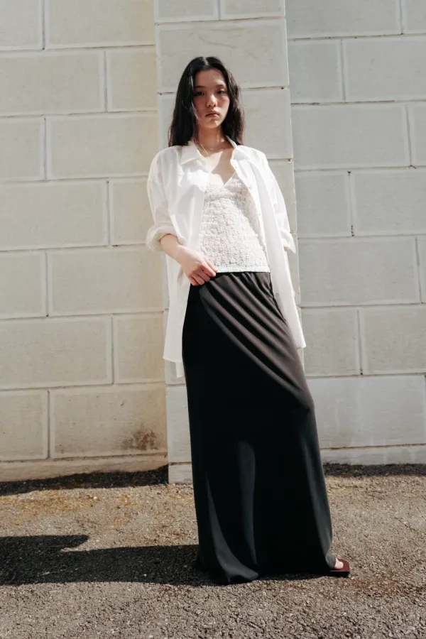 Jersey long skirt (white / dark gray)