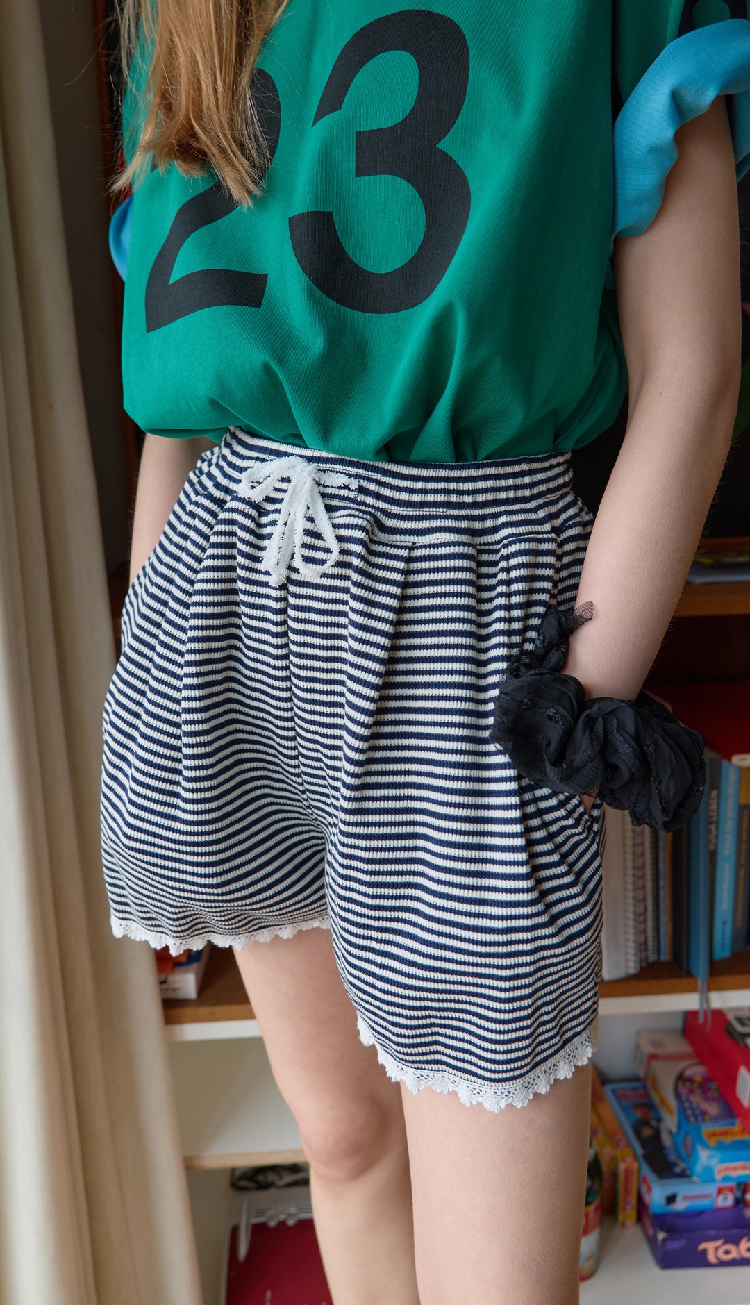 노컨텐츠 197. Stripe Lace Shorts _ Navy 상품 이미지 2