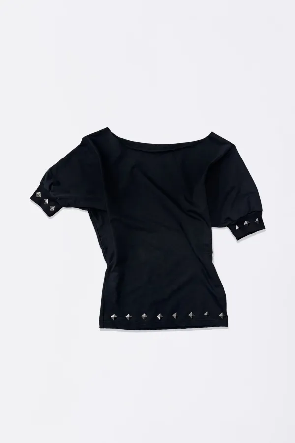 Stud Half Sleeve Sweatshirt Black
